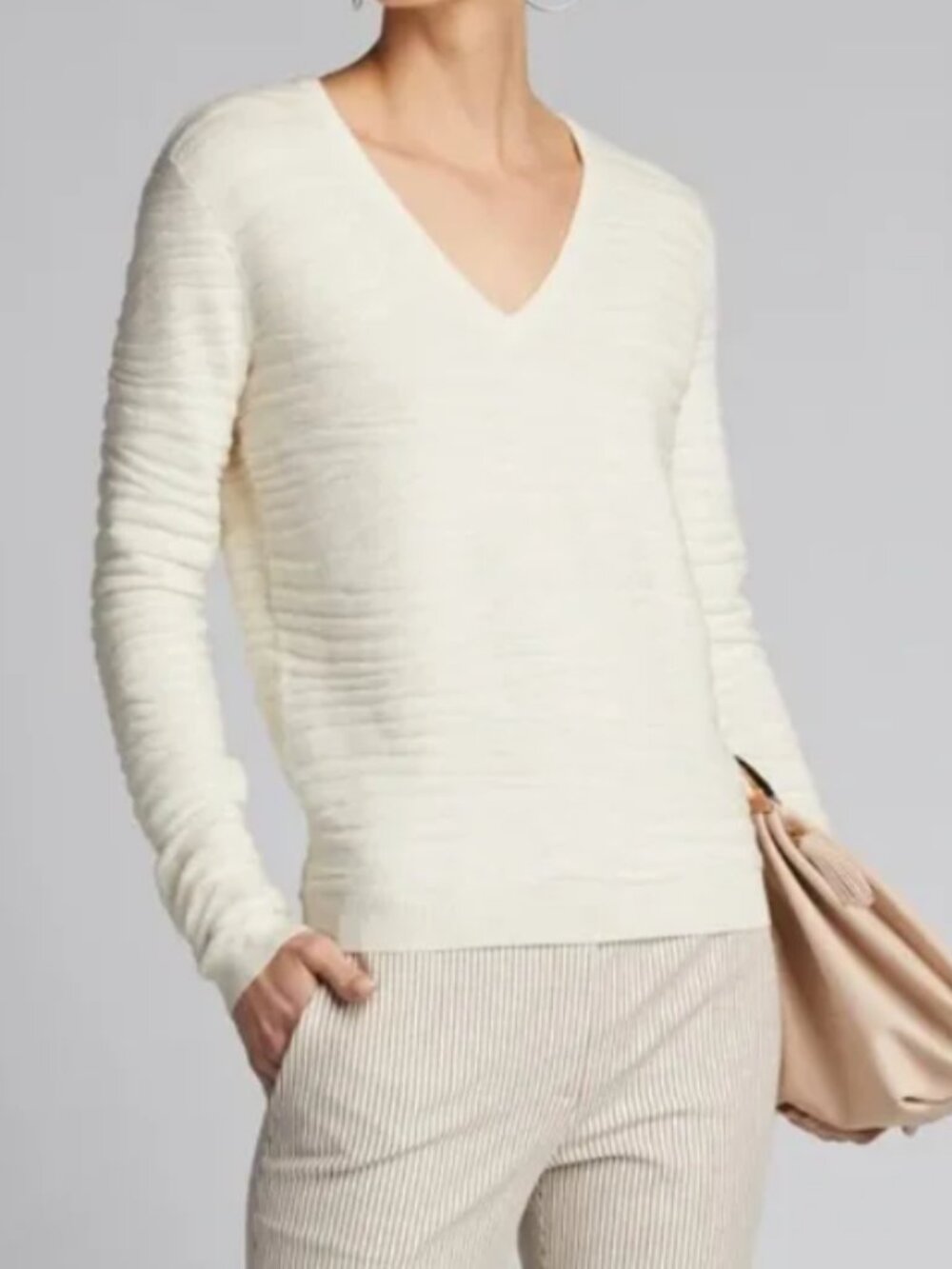 Theory‎ Cream Zebra Plush Wool Blend Sweater M